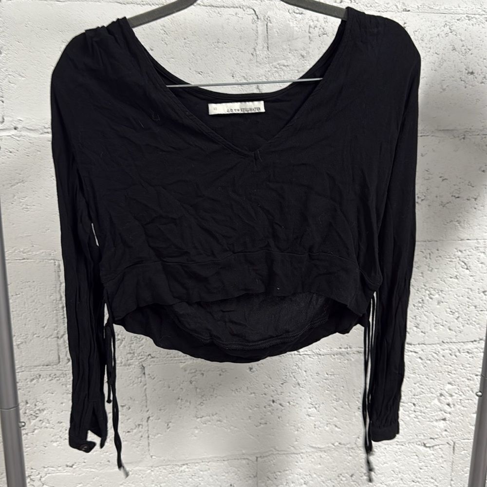 Elegant Black Women's Top - STILLWATER - Casual Long Sleeve - Size XS